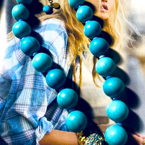 20 mm. Blue Turquoise Glamour Necklace - Picture 6 of 6